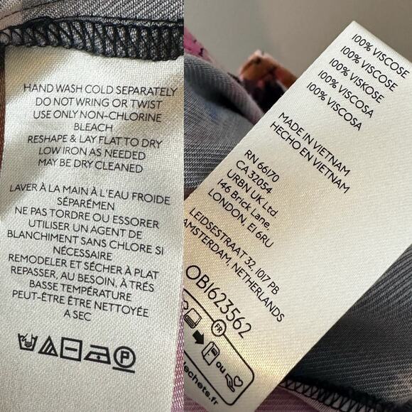 Anthropologie Palazzo Utility Cargo Pant $140 Pink Black Floral Flowy Size 10 - Picture 14 of 16